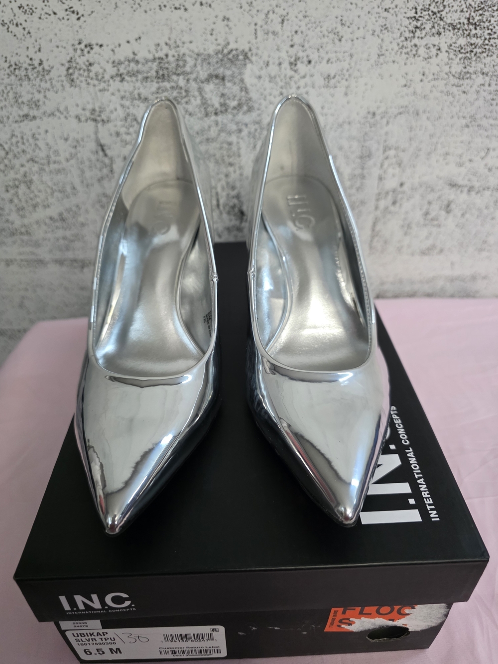 INC International Concepts Silver Pointed Toe Pumps - Women's